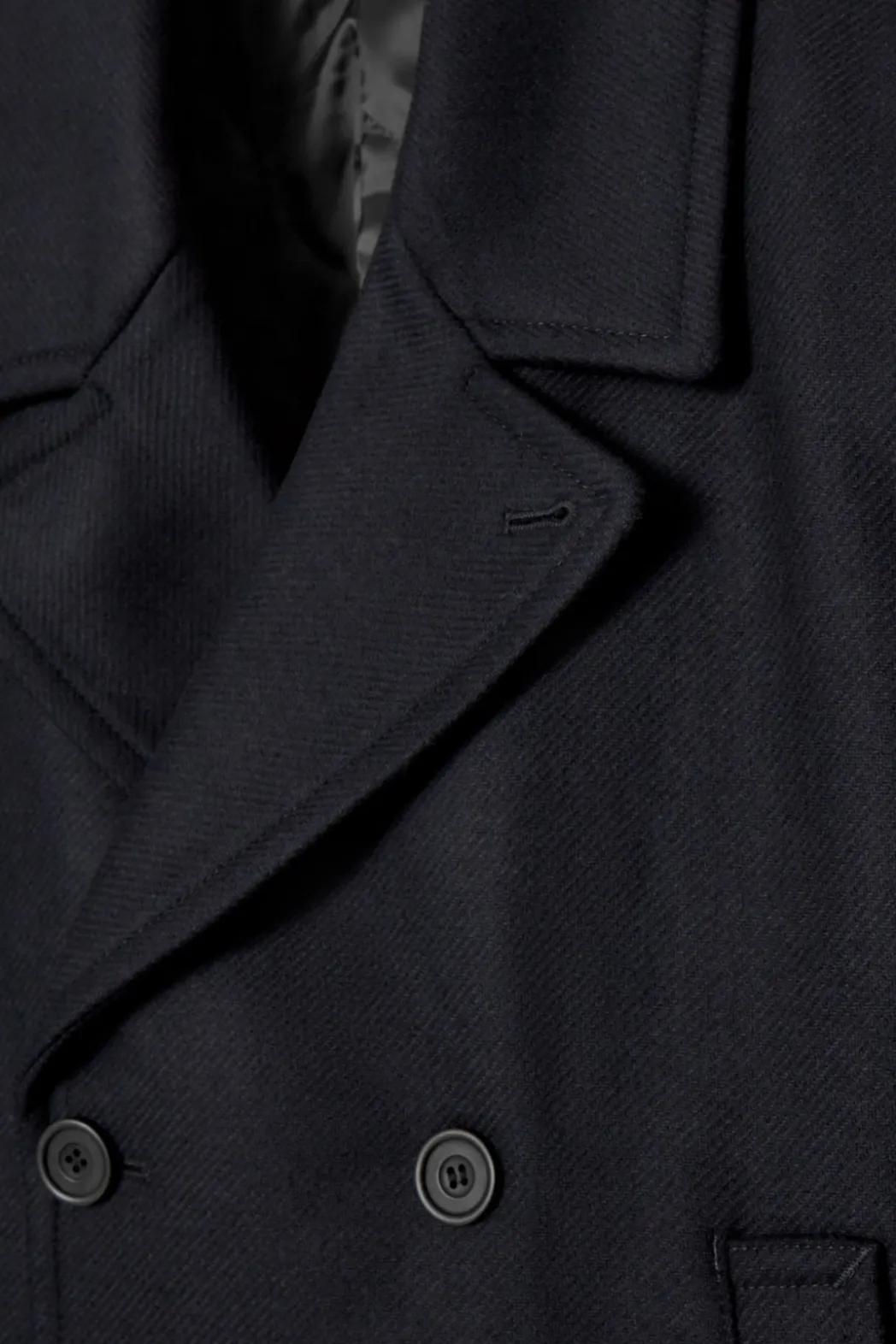 New COS DOUBLE-BREASTED WOOL PEA COAT NAVY