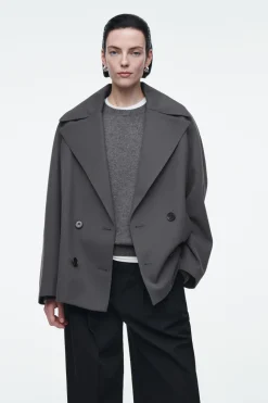 Hot COS DOUBLE-BREASTED WOOL-BLEND JACKET CHARCOAL