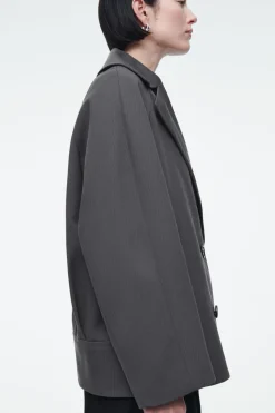 Hot COS DOUBLE-BREASTED WOOL-BLEND JACKET CHARCOAL
