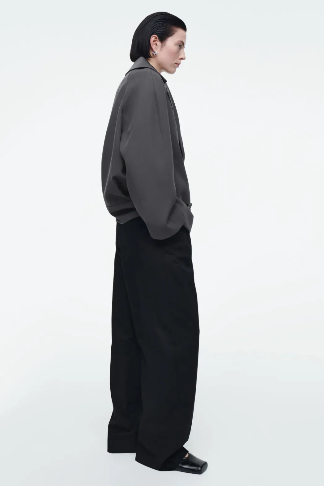Hot COS DOUBLE-BREASTED WOOL-BLEND JACKET CHARCOAL