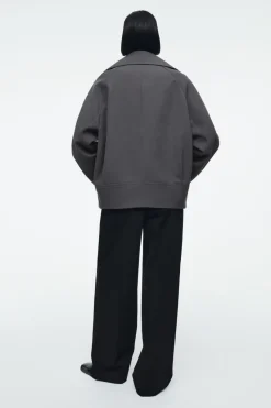 Hot COS DOUBLE-BREASTED WOOL-BLEND JACKET CHARCOAL