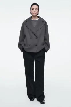 Hot COS DOUBLE-BREASTED WOOL-BLEND JACKET CHARCOAL