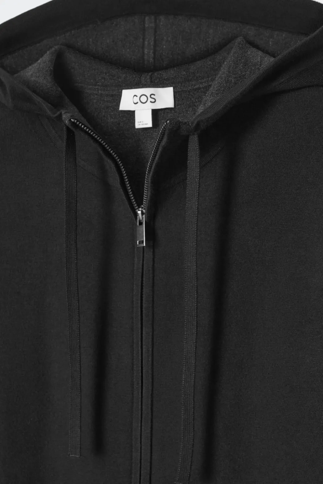 New COS DOUBLE-FACED KNITTED ZIP-UP HOODIE BLACK