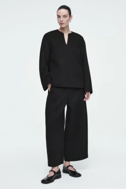 Hot COS DOUBLE-FACED WOOL BARREL-LEG PANTS BLACK
