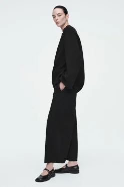 Hot COS DOUBLE-FACED WOOL BARREL-LEG PANTS BLACK
