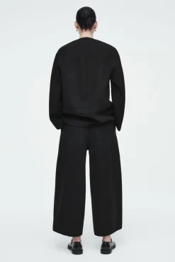 Hot COS DOUBLE-FACED WOOL BARREL-LEG PANTS BLACK