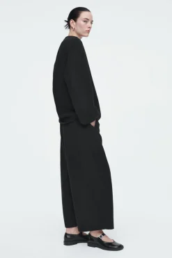 Sale COS DOUBLE-FACED WOOL BLOUSE BLACK