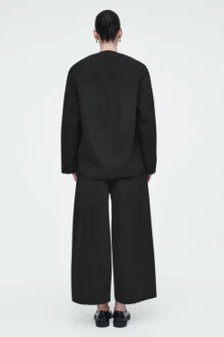 Sale COS DOUBLE-FACED WOOL BLOUSE BLACK