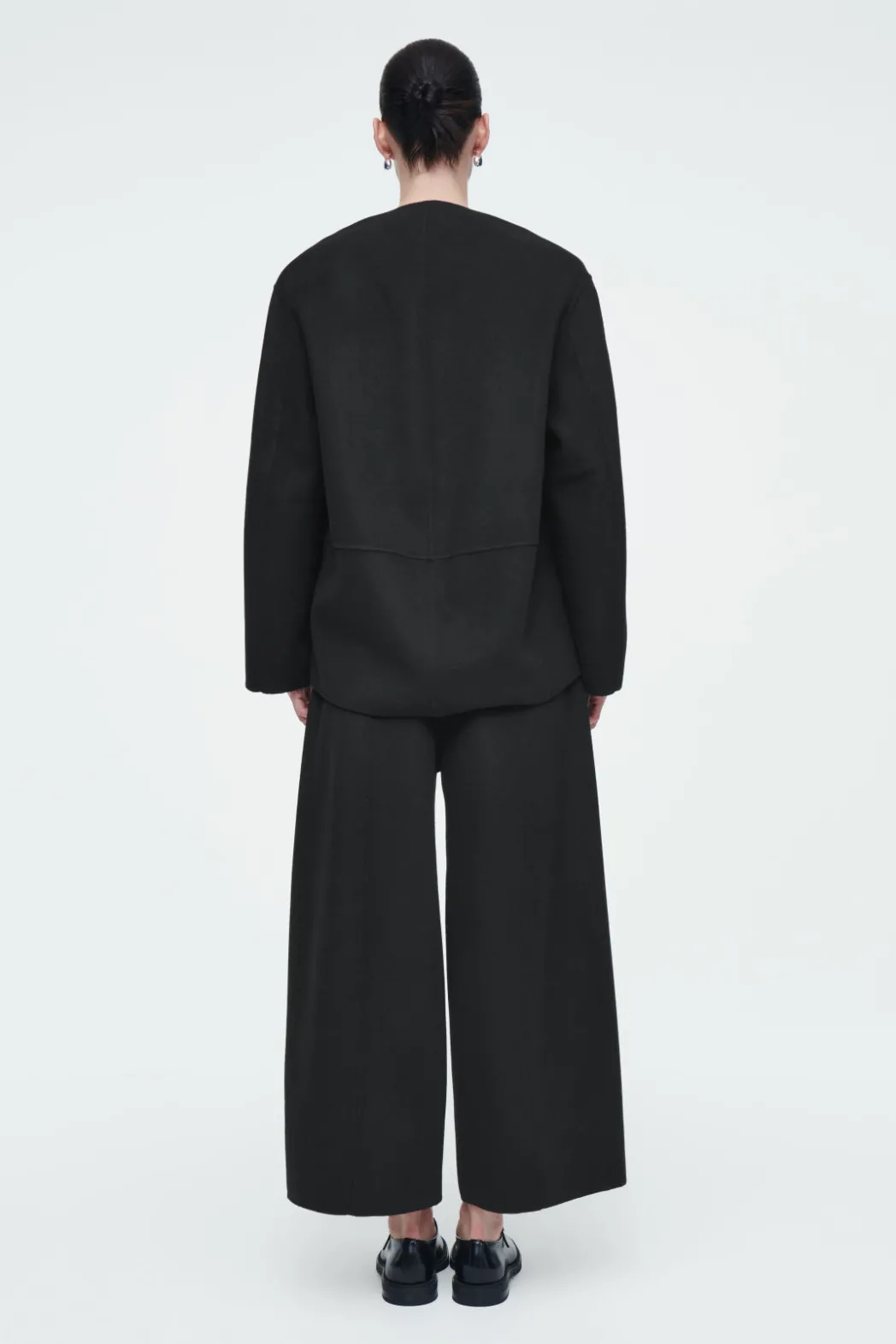 Sale COS DOUBLE-FACED WOOL BLOUSE BLACK