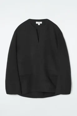 Sale COS DOUBLE-FACED WOOL BLOUSE BLACK