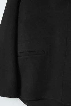 Sale COS DOUBLE-FACED WOOL BLOUSE BLACK