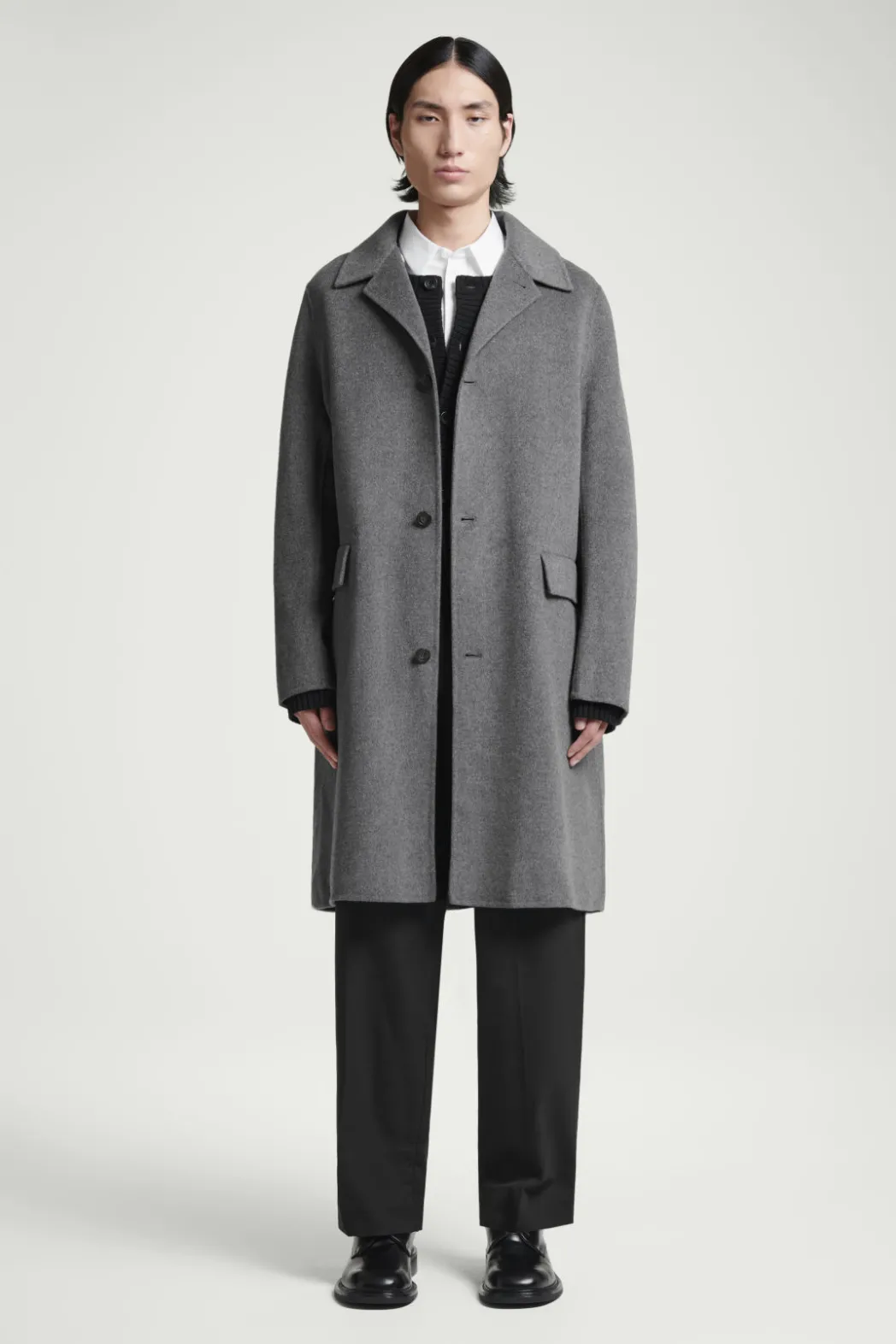 New COS DOUBLE-FACED WOOL COAT GRAY