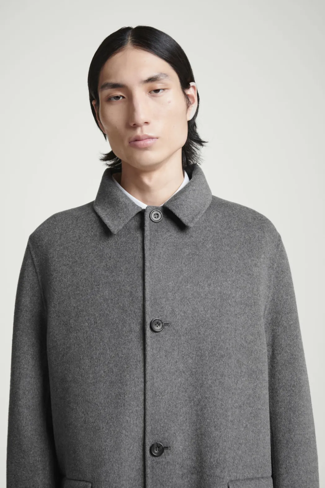 New COS DOUBLE-FACED WOOL COAT GRAY
