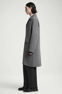 New COS DOUBLE-FACED WOOL COAT GRAY