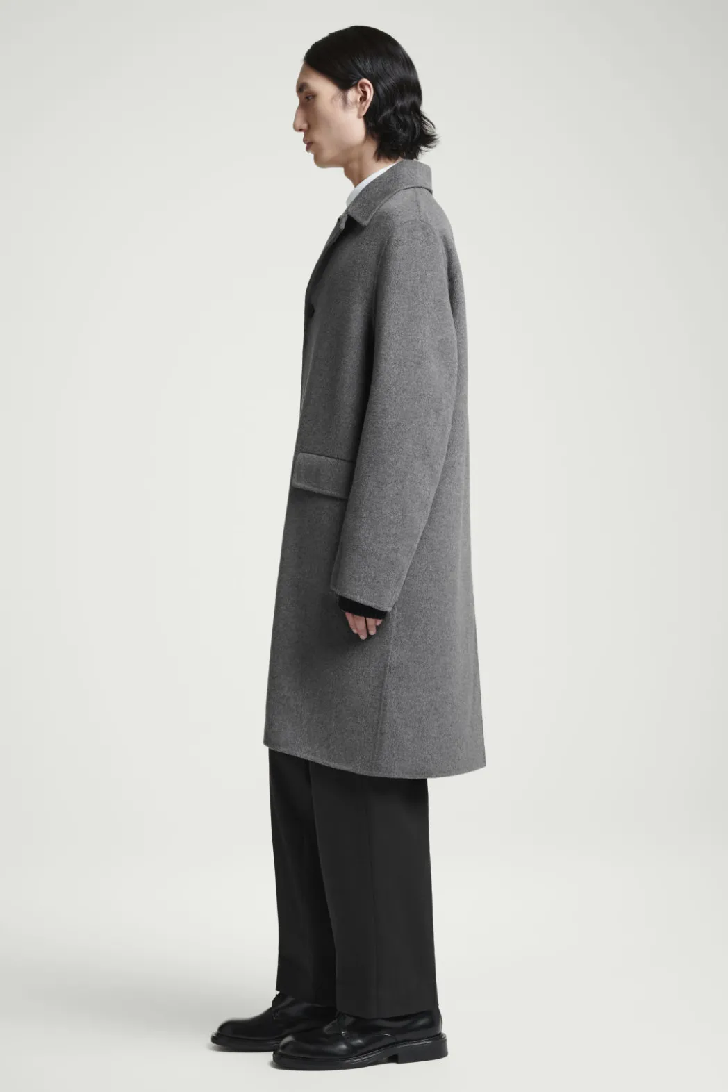 New COS DOUBLE-FACED WOOL COAT GRAY