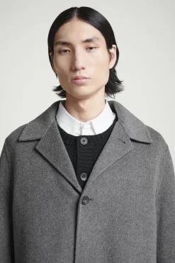 New COS DOUBLE-FACED WOOL COAT GRAY