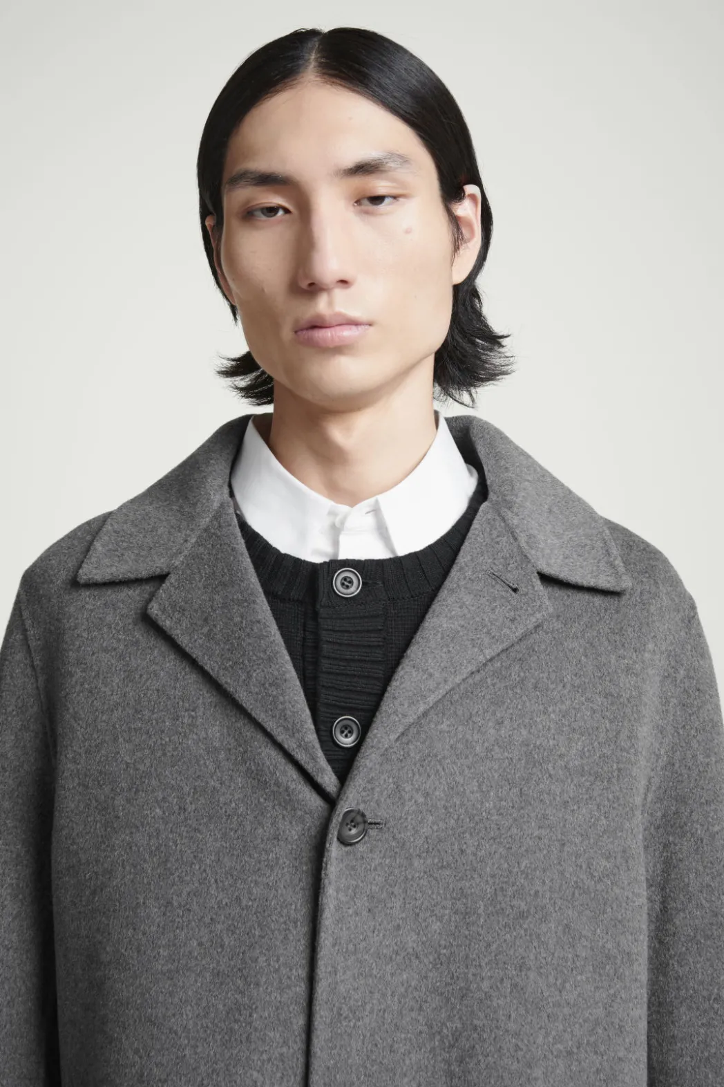 New COS DOUBLE-FACED WOOL COAT GRAY
