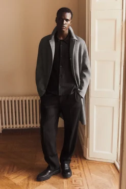 New COS DOUBLE-FACED WOOL COAT GRAY