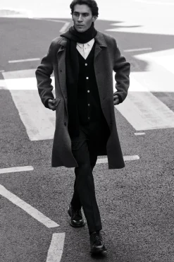 New COS DOUBLE-FACED WOOL COAT GRAY