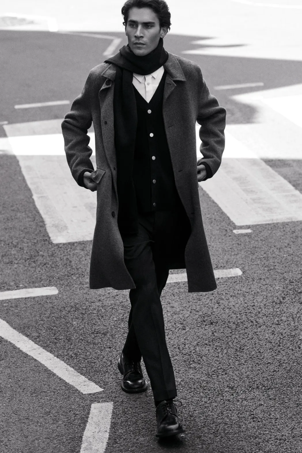 New COS DOUBLE-FACED WOOL COAT GRAY
