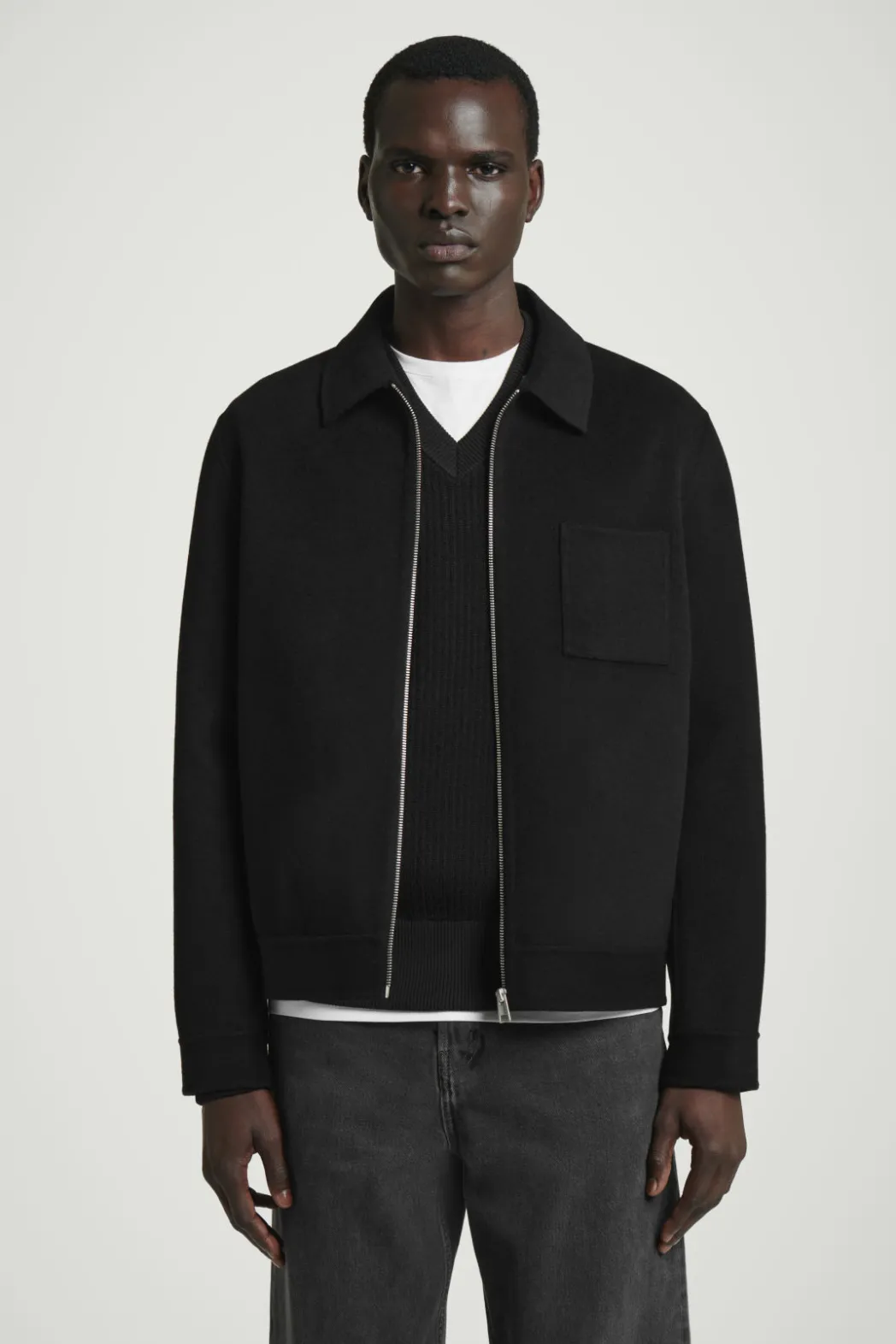 Online COS DOUBLE-FACED WOOL HARRINGTON JACKET BLACK
