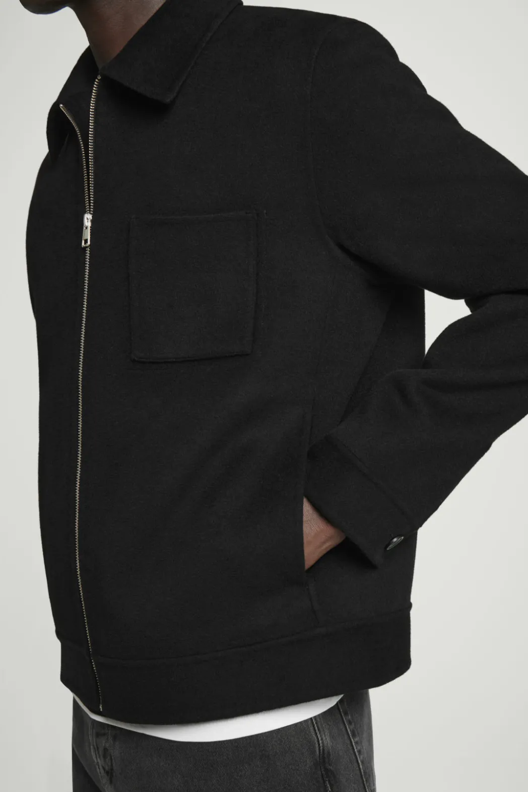 Online COS DOUBLE-FACED WOOL HARRINGTON JACKET BLACK