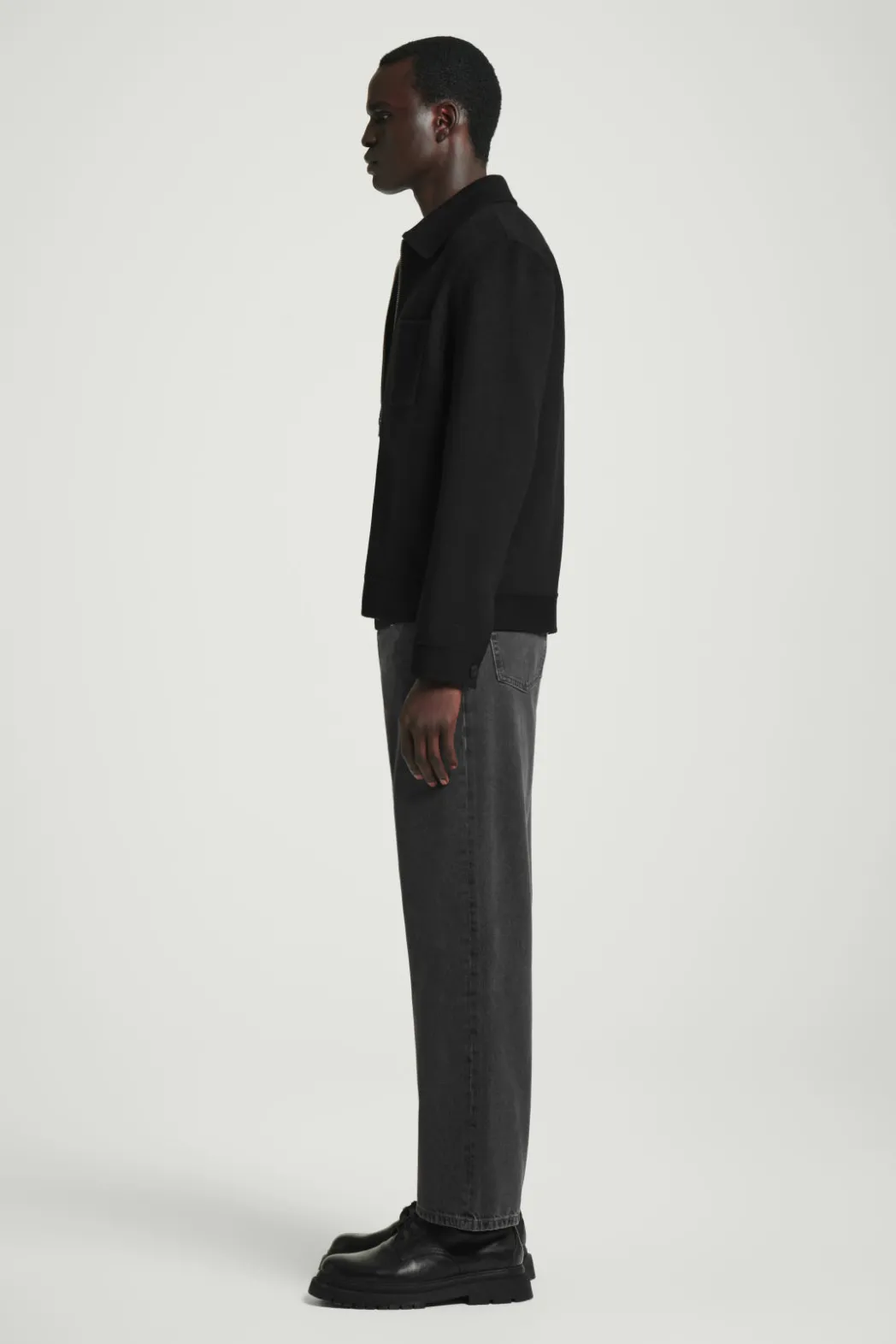 Online COS DOUBLE-FACED WOOL HARRINGTON JACKET BLACK