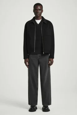 Online COS DOUBLE-FACED WOOL HARRINGTON JACKET BLACK
