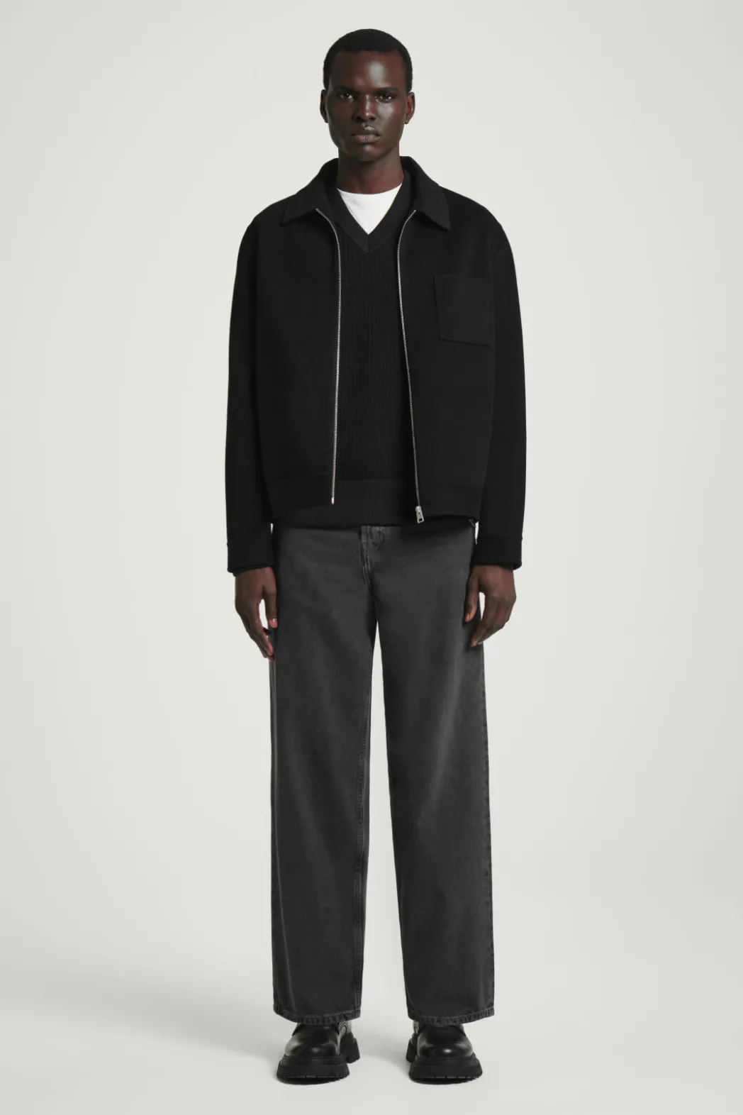 Online COS DOUBLE-FACED WOOL HARRINGTON JACKET BLACK