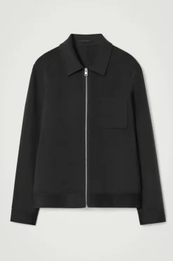 Online COS DOUBLE-FACED WOOL HARRINGTON JACKET BLACK