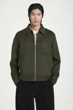Outlet COS DOUBLE-FACED WOOL HARRINGTON JACKET KHAKI