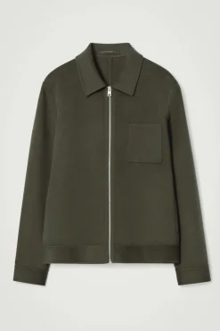 Outlet COS DOUBLE-FACED WOOL HARRINGTON JACKET KHAKI
