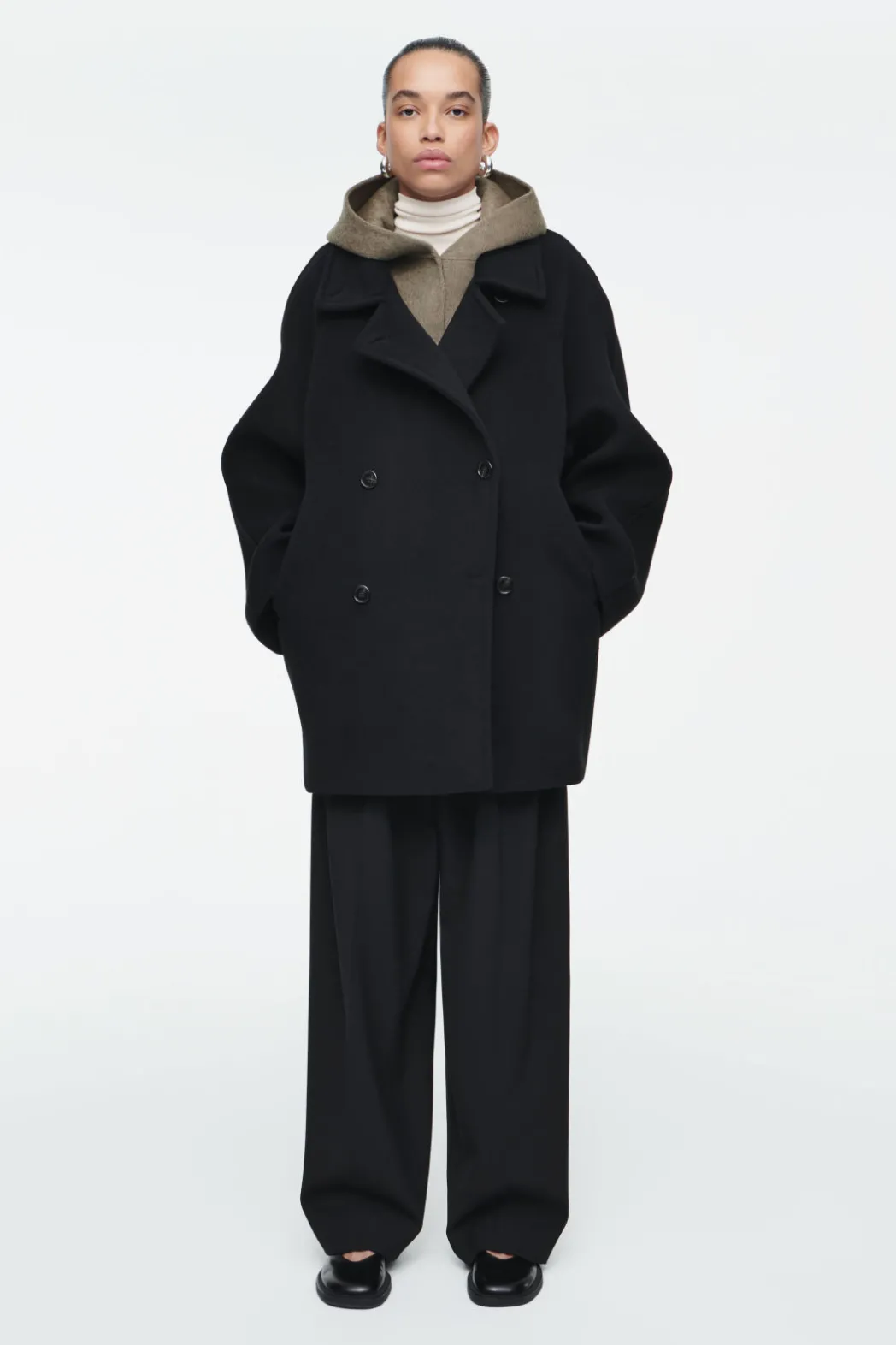 Clearance COS DOUBLE-FACED WOOL HYBRID HOOD MOLE
