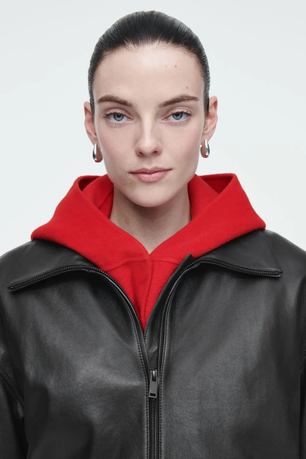 Sale COS DOUBLE-FACED WOOL HYBRID HOOD RED