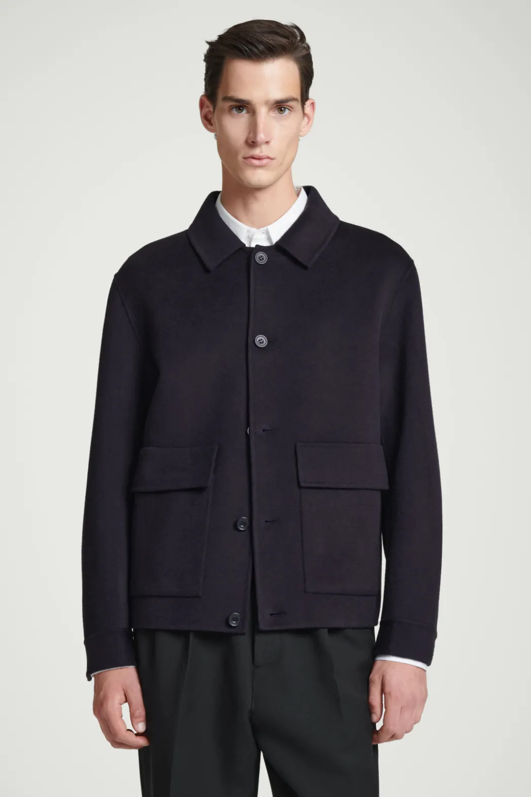 Hot COS DOUBLE-FACED WOOL JACKET NAVY