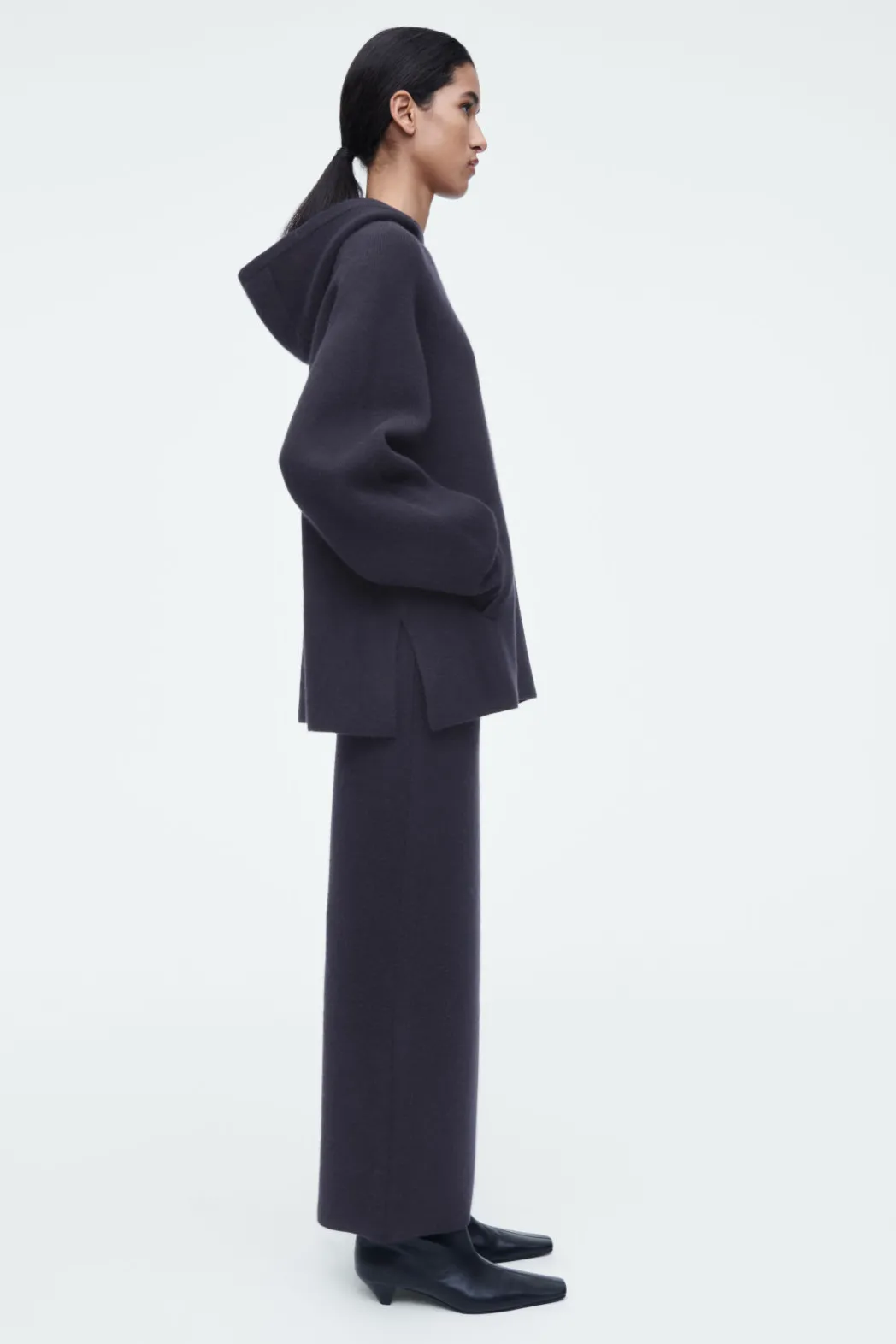 Clearance COS DOUBLE-FACED WOOL MAXI SKIRT NAVY