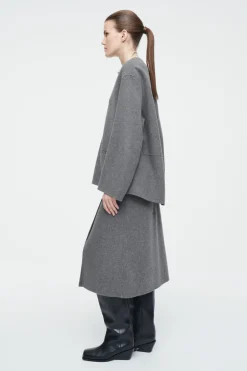 Sale COS DOUBLE-FACED WOOL MIDI SKIRT GRAY