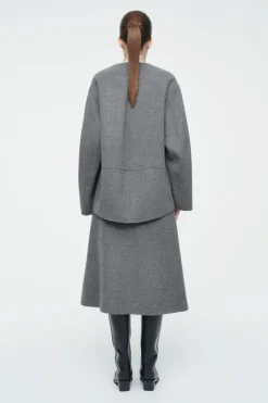 Sale COS DOUBLE-FACED WOOL MIDI SKIRT GRAY