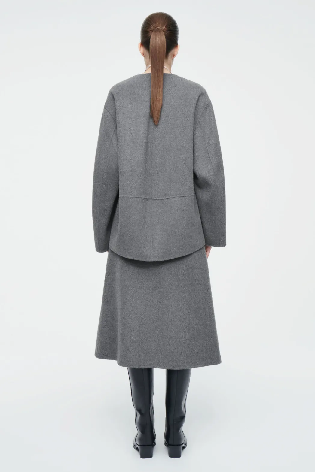 Sale COS DOUBLE-FACED WOOL MIDI SKIRT GRAY