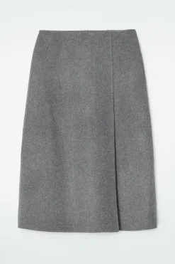 Sale COS DOUBLE-FACED WOOL MIDI SKIRT GRAY