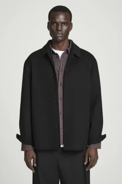 New COS DOUBLE-FACED WOOL OVERSHIRT BLACK