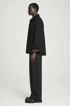 New COS DOUBLE-FACED WOOL OVERSHIRT BLACK