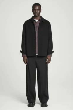 New COS DOUBLE-FACED WOOL OVERSHIRT BLACK