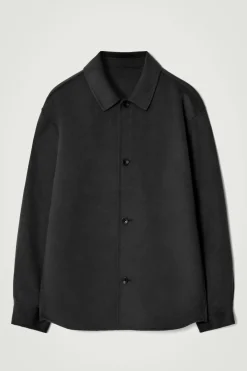 New COS DOUBLE-FACED WOOL OVERSHIRT BLACK