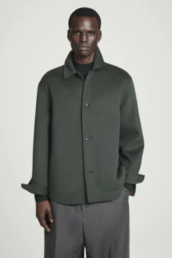Hot COS DOUBLE-FACED WOOL OVERSHIRT DARK GREEN