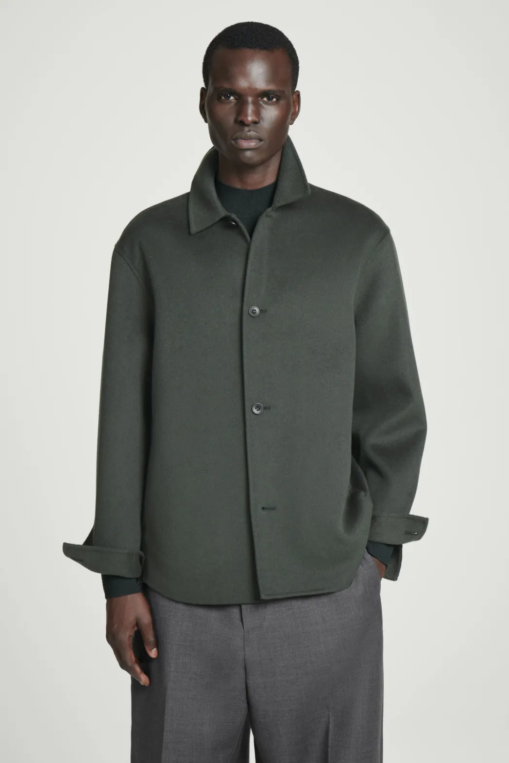 Hot COS DOUBLE-FACED WOOL OVERSHIRT DARK GREEN