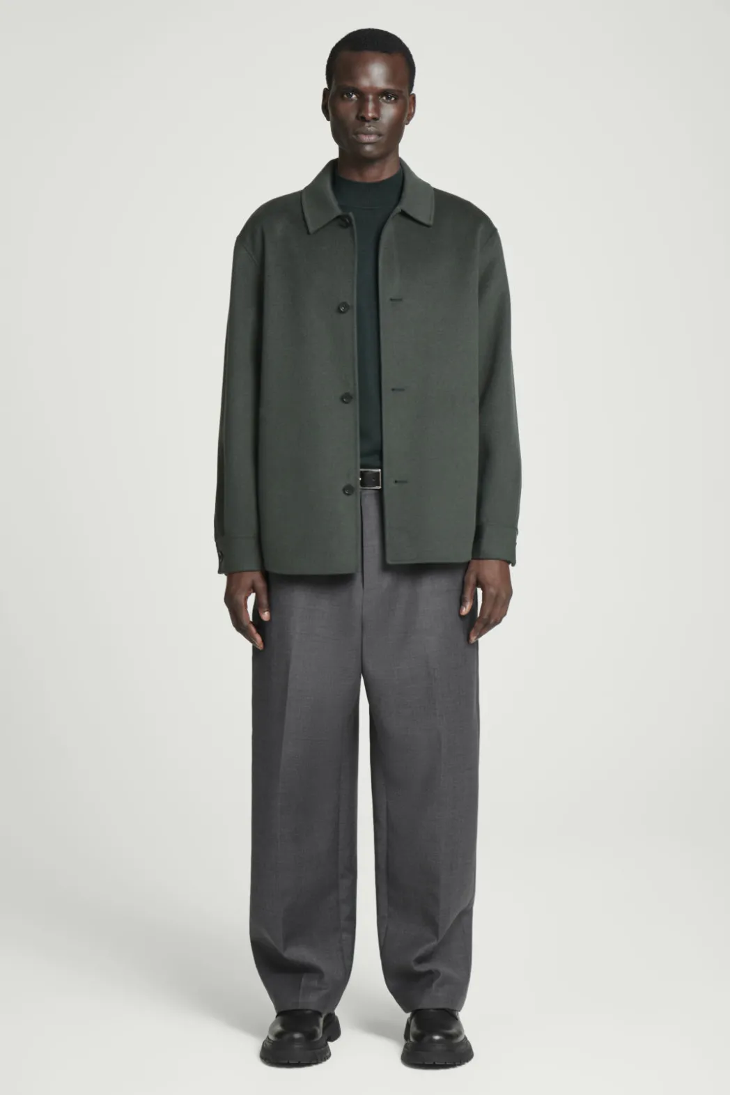 Hot COS DOUBLE-FACED WOOL OVERSHIRT DARK GREEN