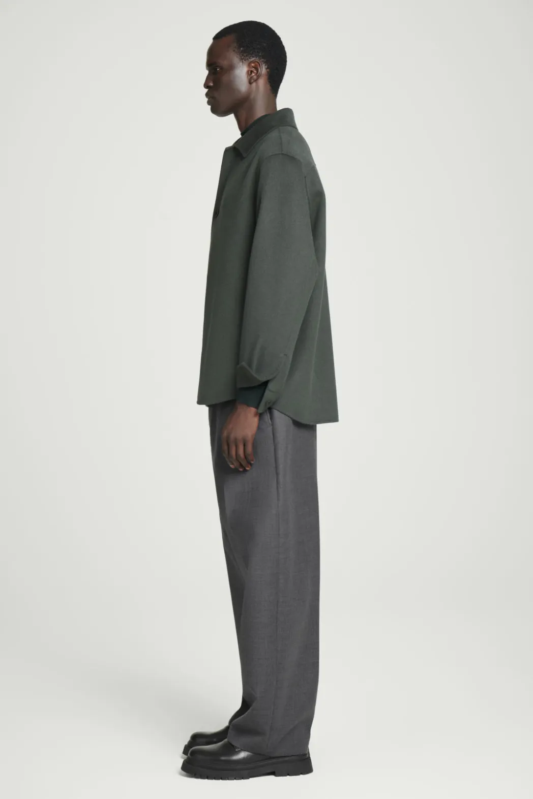 Hot COS DOUBLE-FACED WOOL OVERSHIRT DARK GREEN