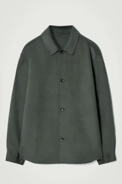 Hot COS DOUBLE-FACED WOOL OVERSHIRT DARK GREEN