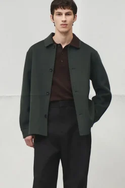 Hot COS DOUBLE-FACED WOOL OVERSHIRT DARK GREEN